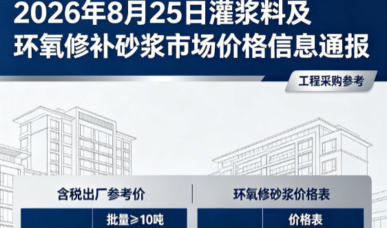 西乡塘2026年8月25日灌浆料及环氧修补砂浆市场价格信息通报